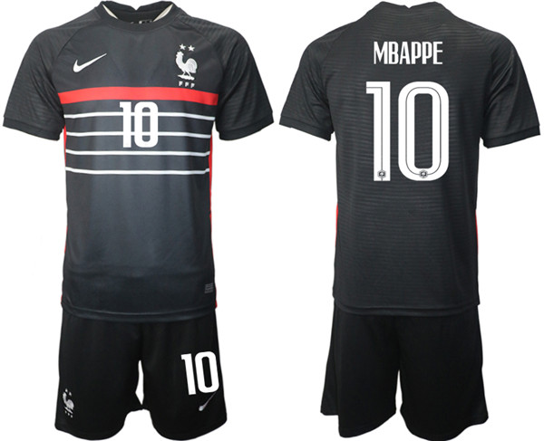 Men's France #10 Mbappe Black Home Soccer Jersey Suit